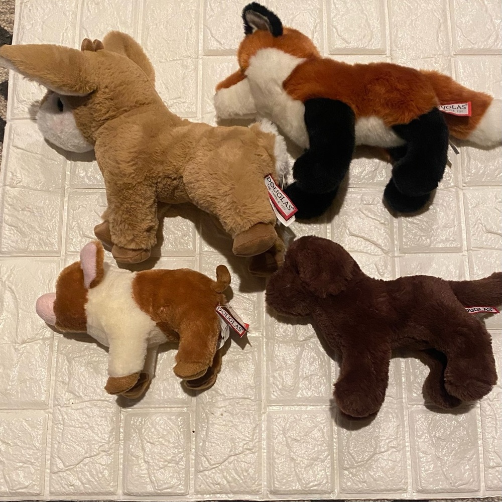 Douglas plush toy lot, deer dog pig fox